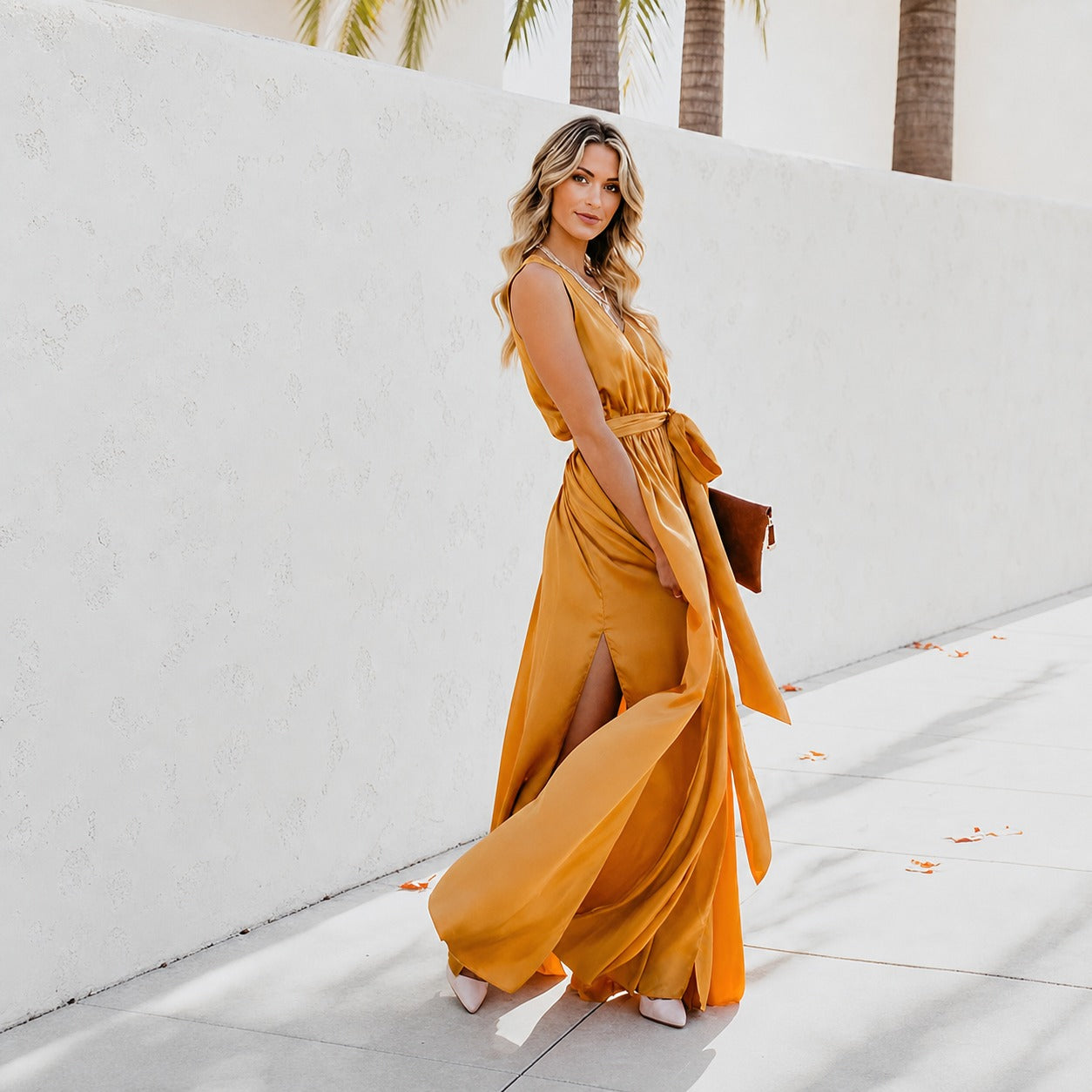 Kareem - Lässiges Maxikleid mit Taillengürtel