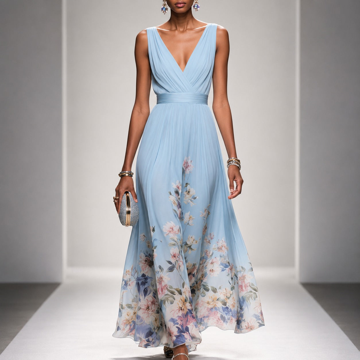 Tanisha - Langes Kleid mit Blumendesign
