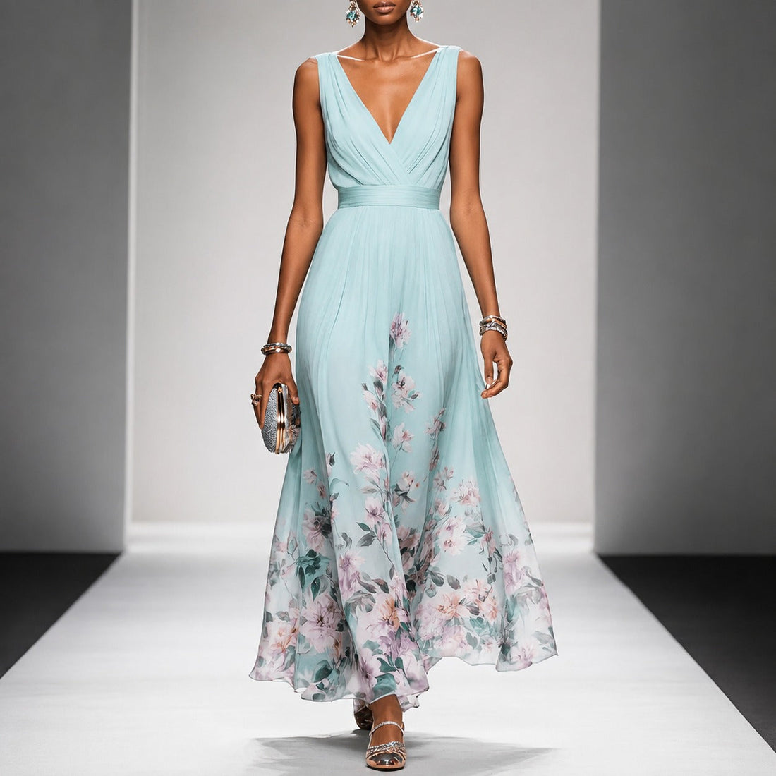 Tanisha - Langes Kleid mit Blumendesign