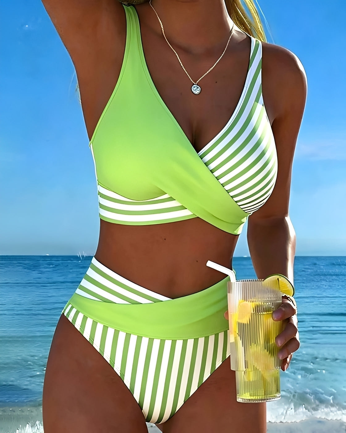 Angelica - Eleganter Gestreifter Bikini