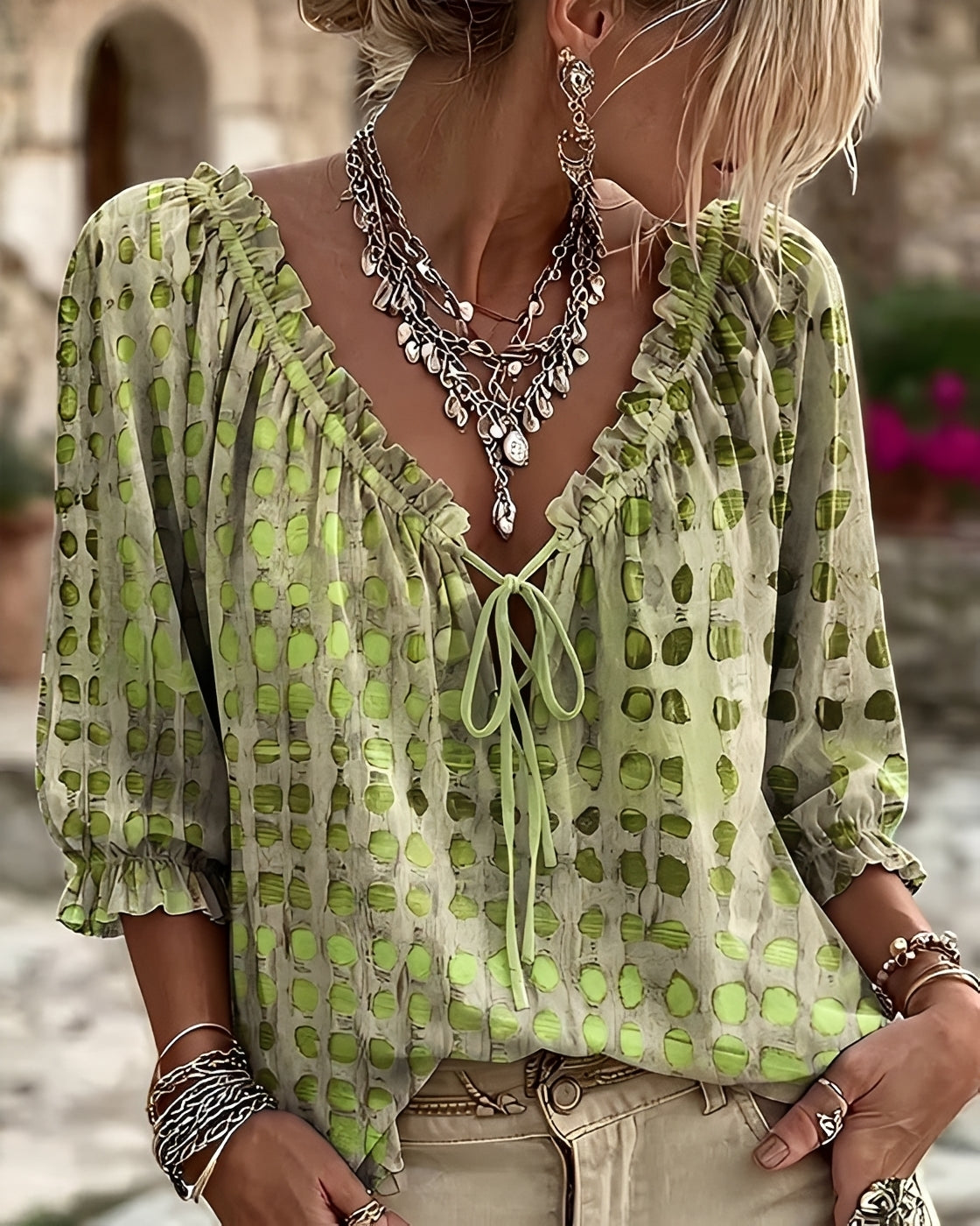 Candice - Elegante Bluse mit Tupfenmuster