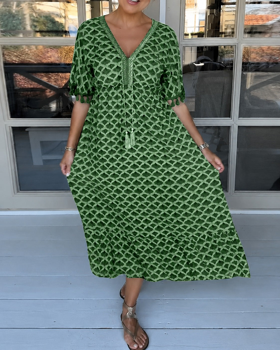 Cara - Trendiges V-Ausschnitt-Kleid