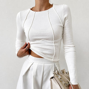 Leonie - Elegantes Langarmshirt mit Paspel-Details