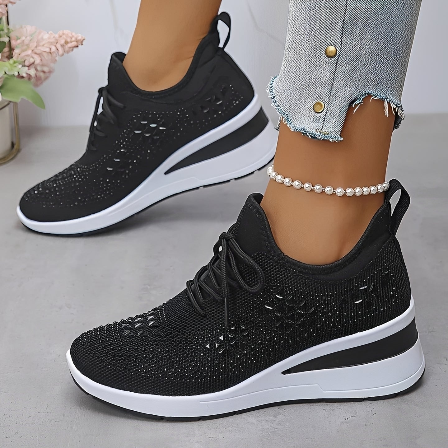 Elodie - Trendige Bequeme Sneakers mit Glitzerelementen