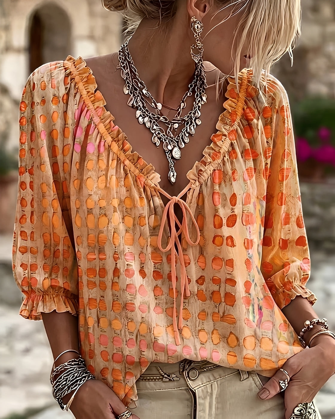 Candice - Elegante Bluse mit Tupfenmuster