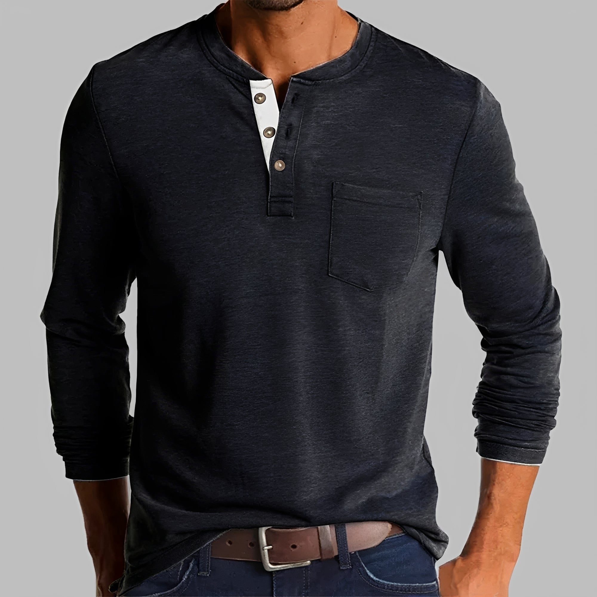 Dalton - Langarm-Henley-Shirt