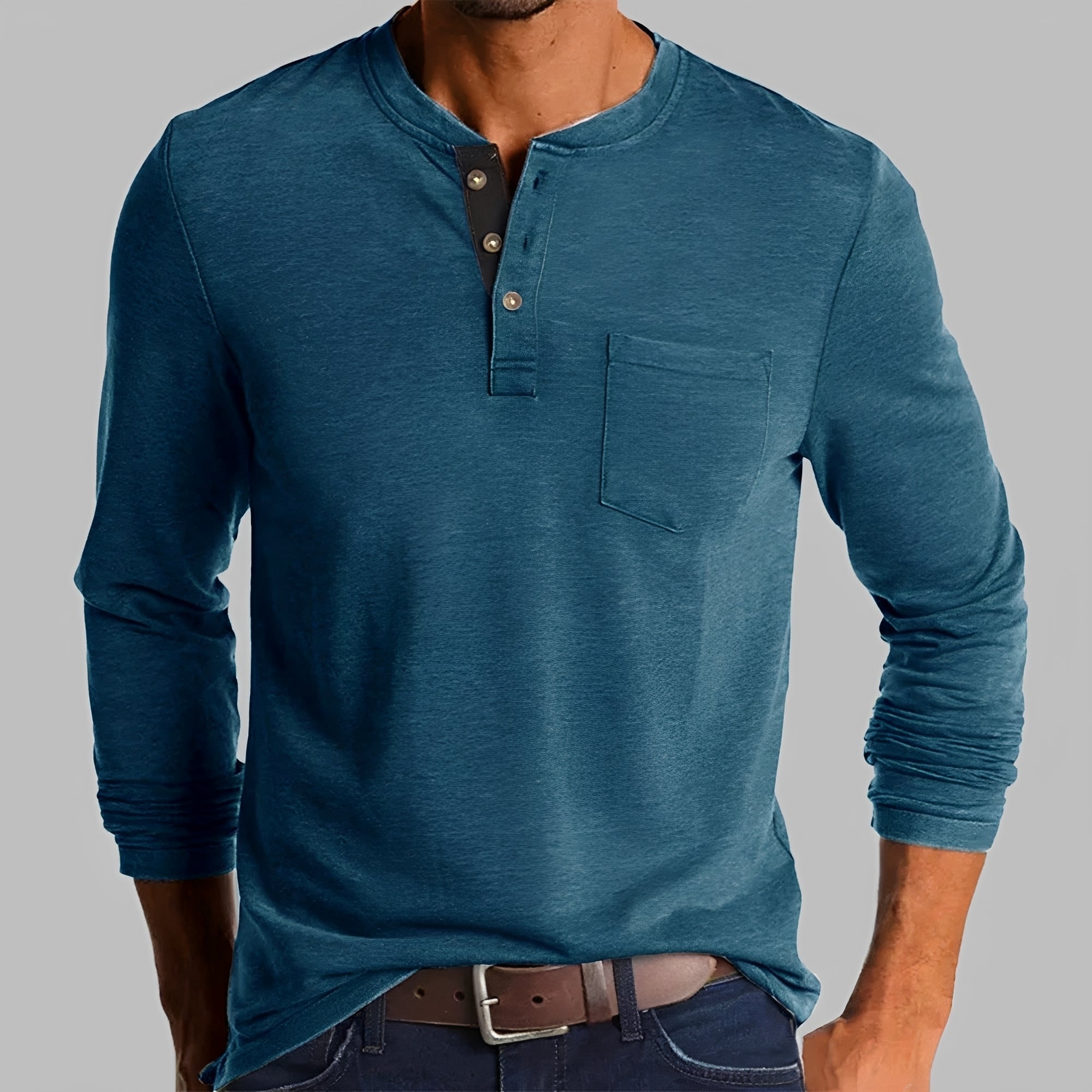Dalton - Langarm-Henley-Shirt