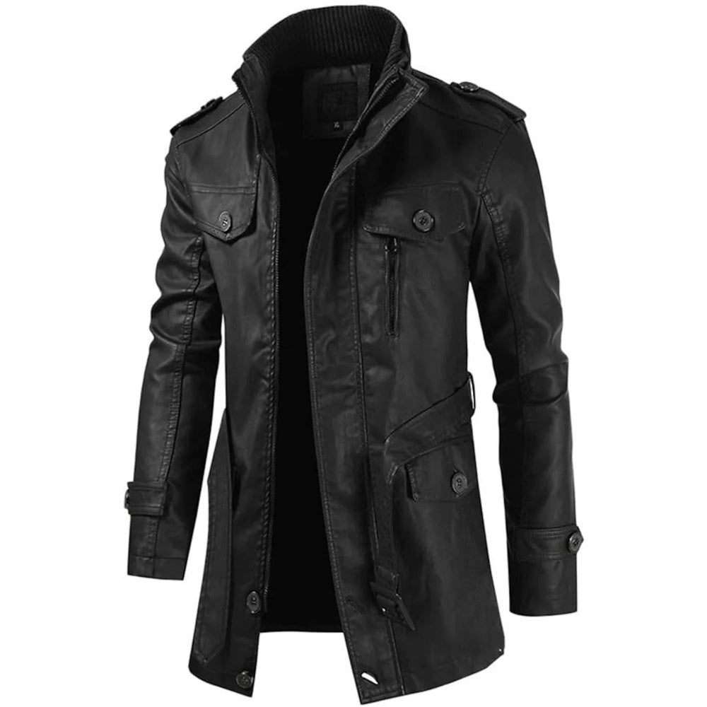 Brook - Robuste Lange Herrenjacke im Motorradstil