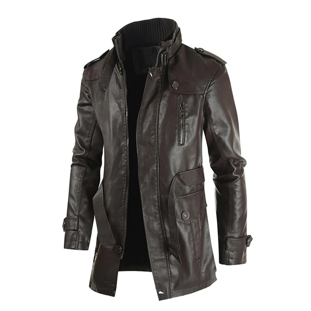 Brook - Robuste Lange Herrenjacke im Motorradstil