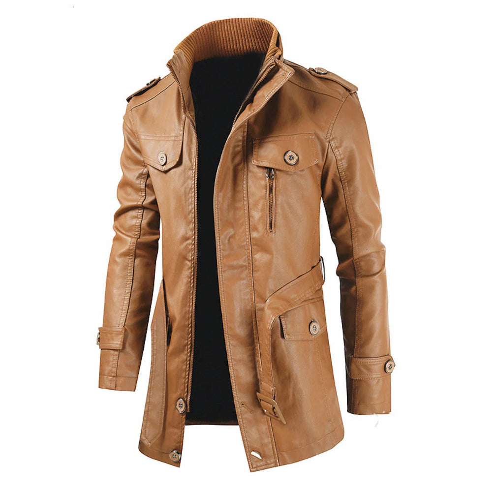 Brook - Robuste Lange Herrenjacke im Motorradstil