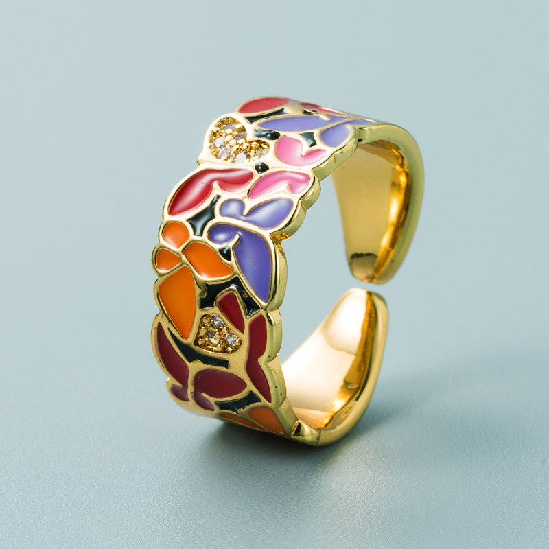 Kamille – Großer Camille-Ring mit blauem Blattmuster