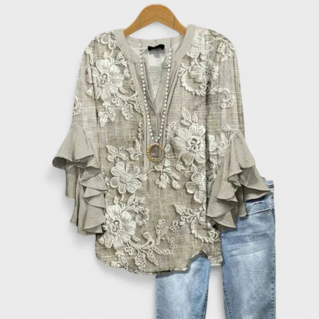 Kay- Elegante Damenbluse mit floralem Muster