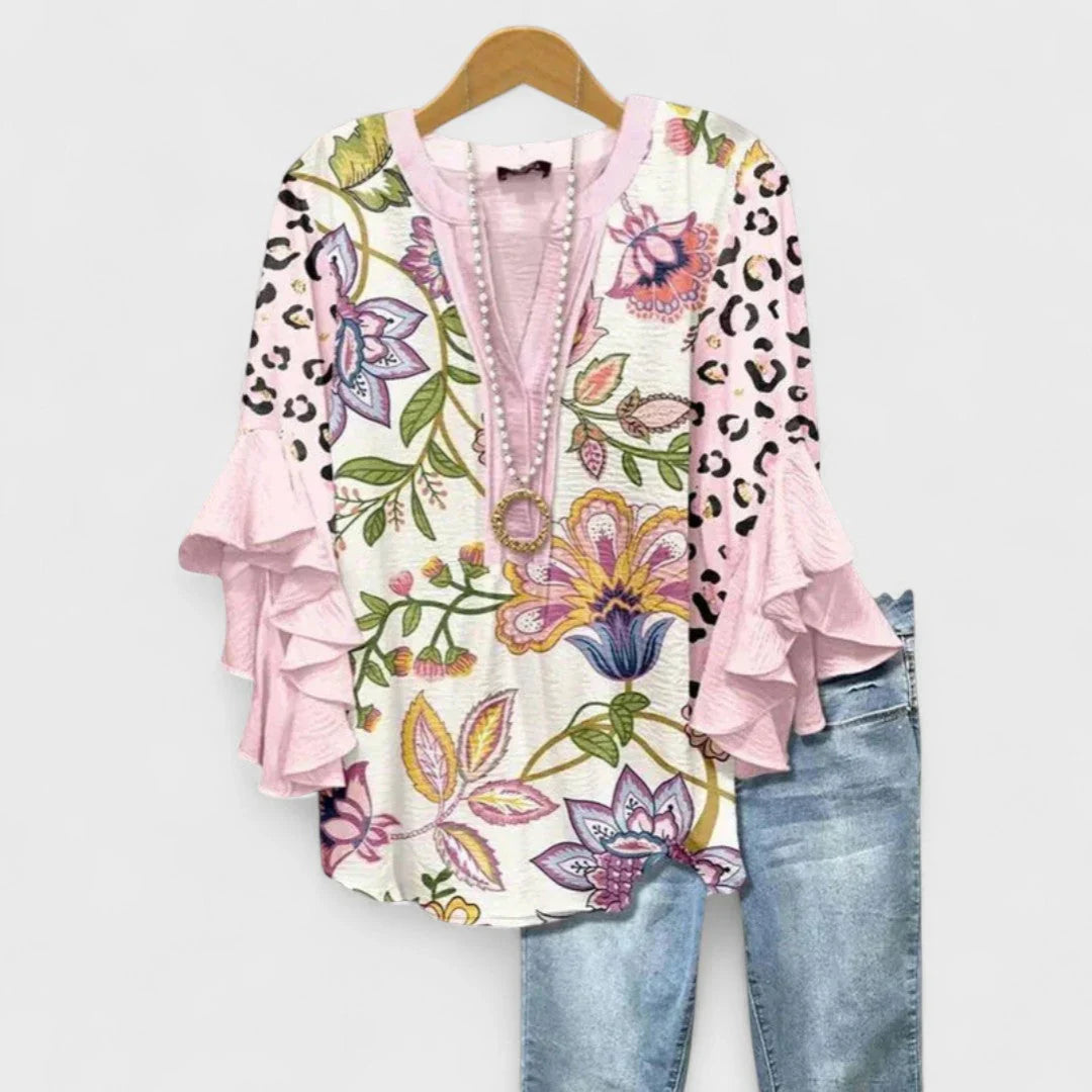 Kay- Elegante Damenbluse mit floralem Muster