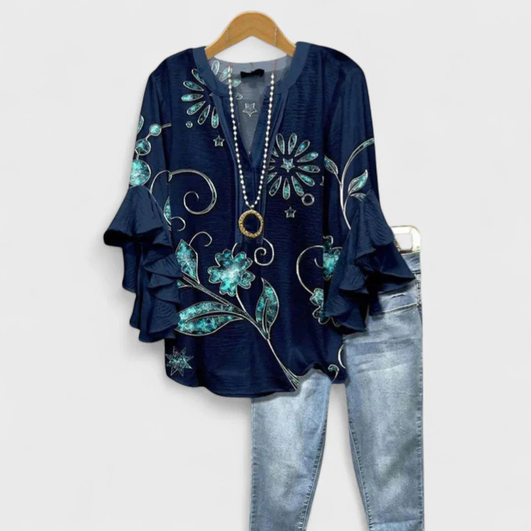 Kay- Elegante Damenbluse mit floralem Muster
