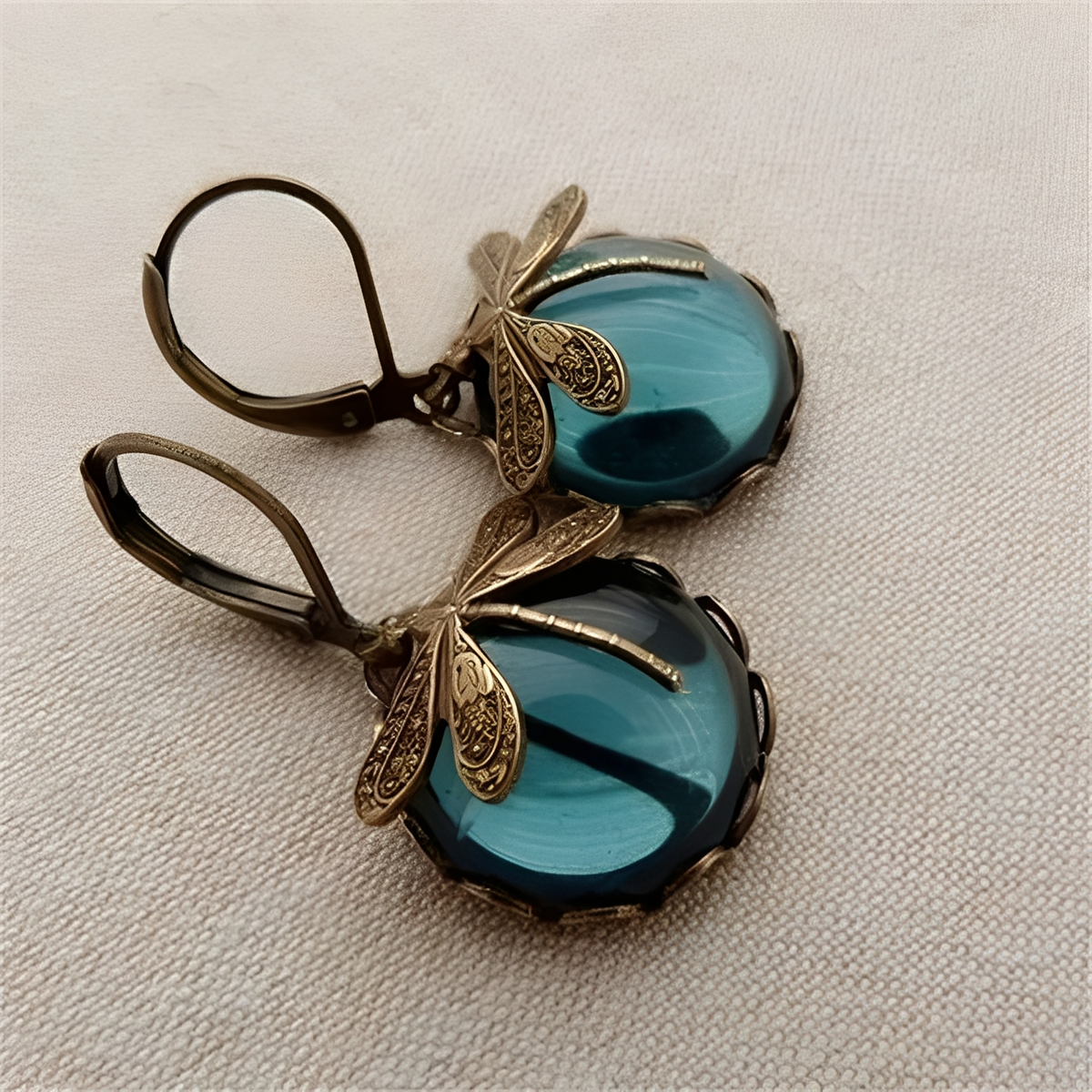Elandra – Ohrringe in Libellenform in antikem Gold
