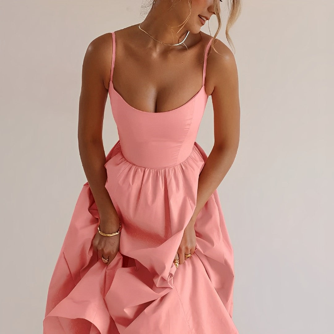 Fabiana - Kleid mit schmalen Trägern und gerafften Details