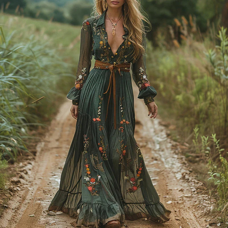 Selvara – Elegantes Boho Damen Maxikleid