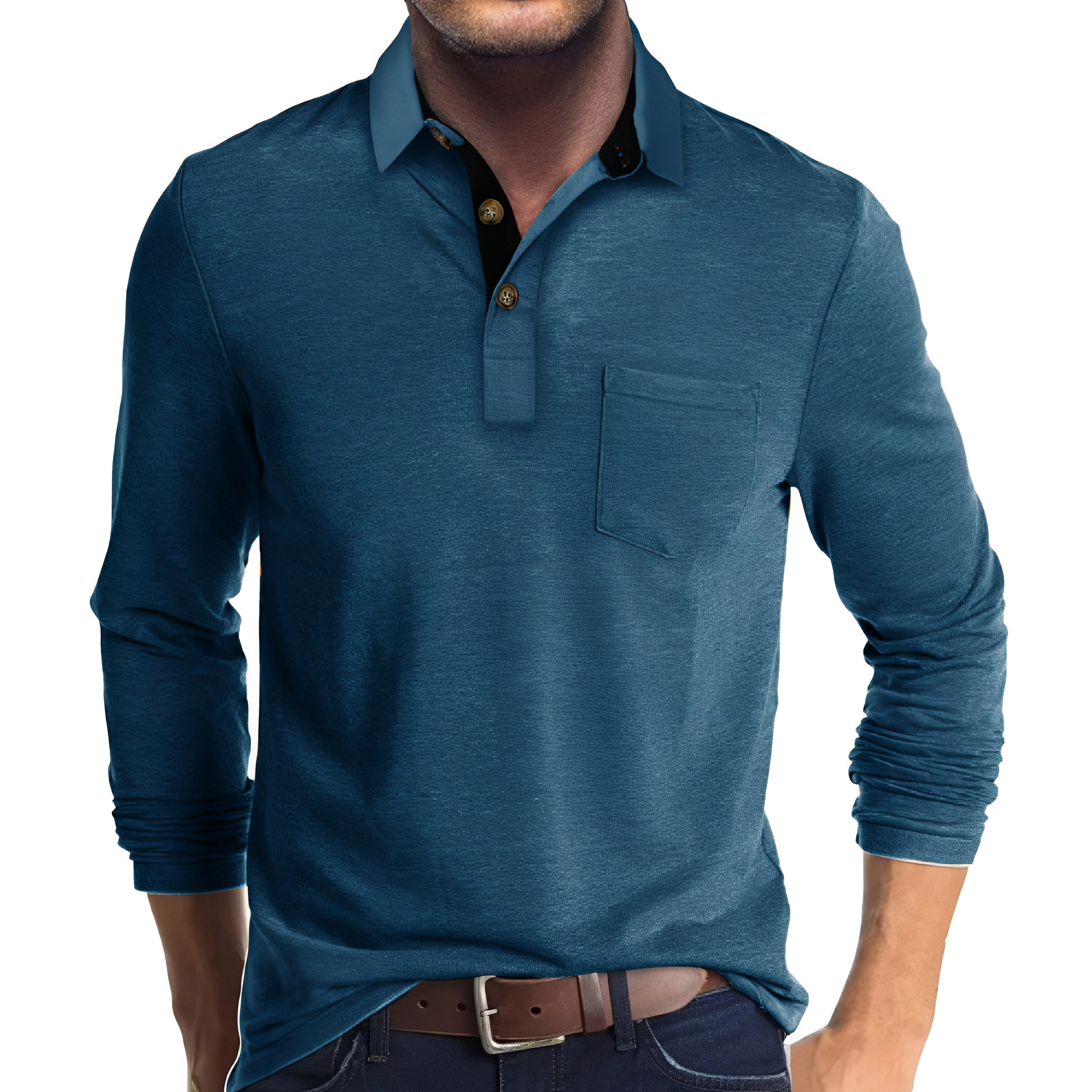 Marty - Lockeres Herren-Poloshirt mit langen Ärmeln