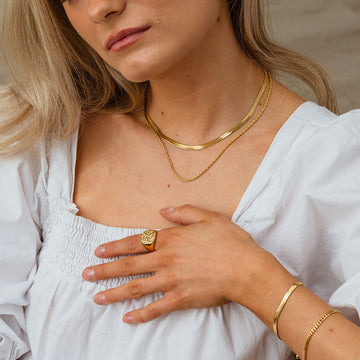 Tiana – Geflochtene Kette & flache Schlangenkette in 18K Gold