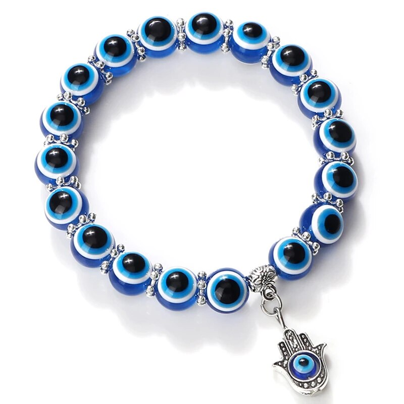 Fußkette im Ocean Style mit bösem Blick - Karma und Glück