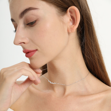 Diamantlächelhalskette - Filigrane Diamant-Halskette