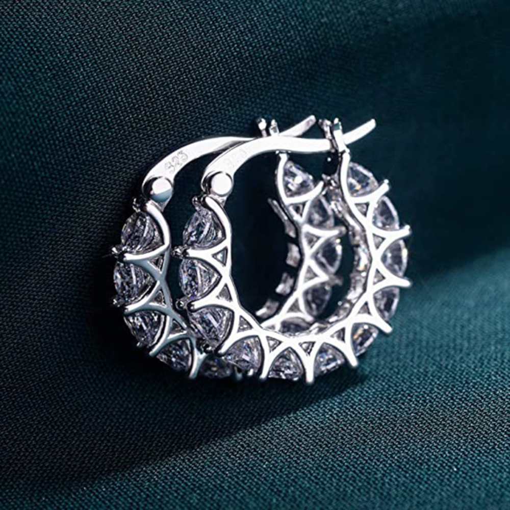 Zirkonia-Creolen - Ohrringe mit Diamant-Charme