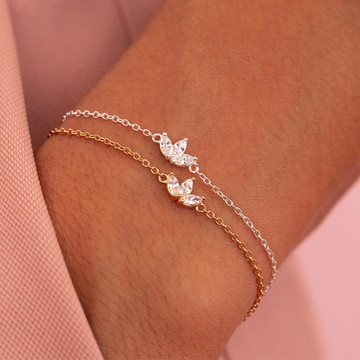 Drei Zirkonia-Blüten - Kettenarmband
