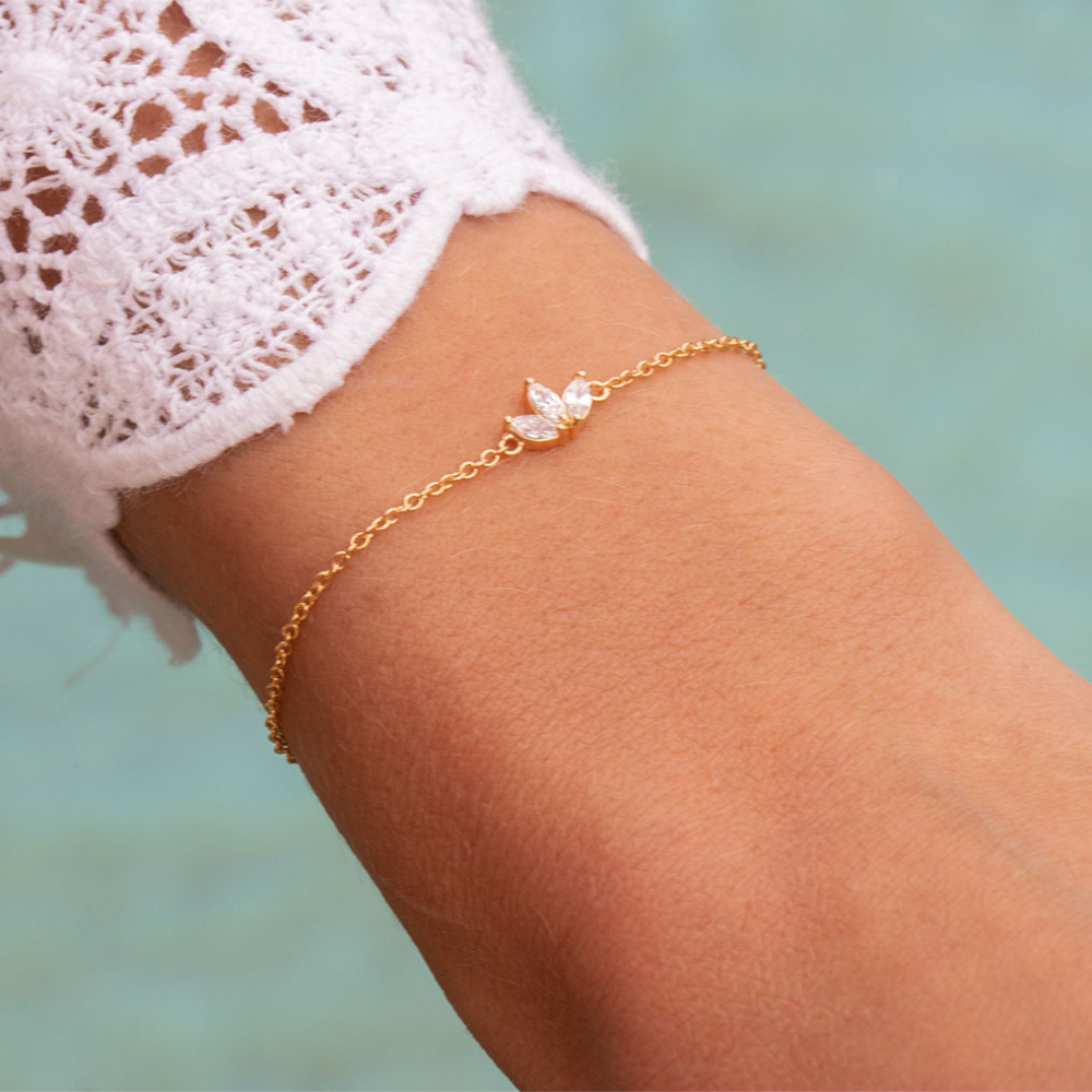 Drei Zirkonia-Blüten - Kettenarmband