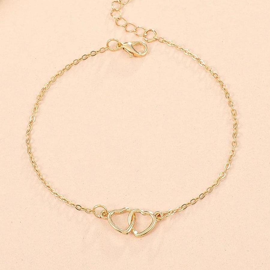 Einfache Herzfußkette - Fußkette mit Herzmotiven