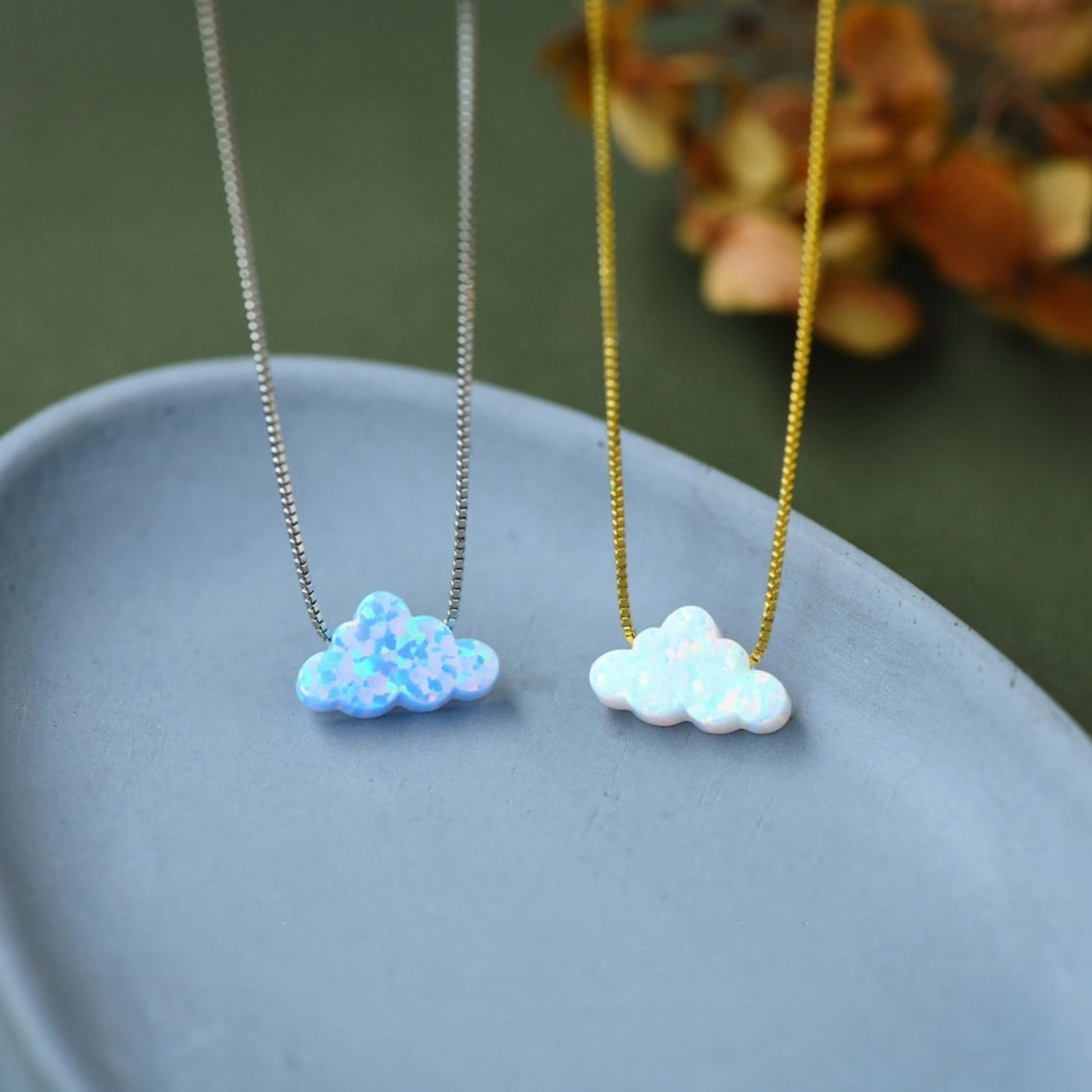 Halskette mit Wolkenopal – Halskette mit Wolkenanhänger