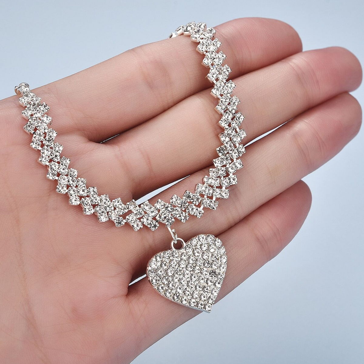 Zirkonia-Einlagen - Doppelte Tennis-Halskette