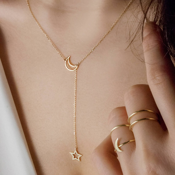 Mond und Sterne - Lariat-Halskette