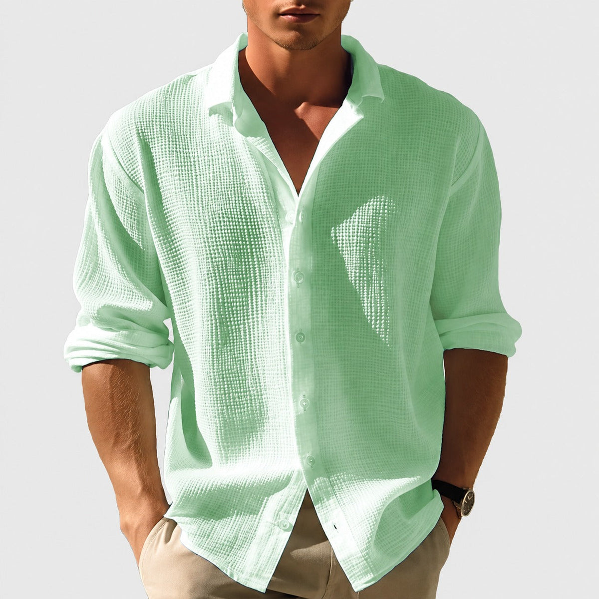 Kelvin - Herren Button-Up Sommerhemd Lässig Leicht