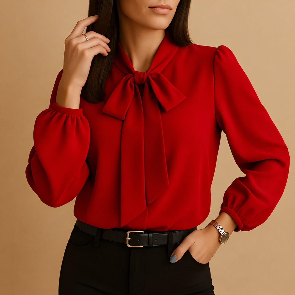Blainne - Fein designte Damenbluse mit Schleifendetail
