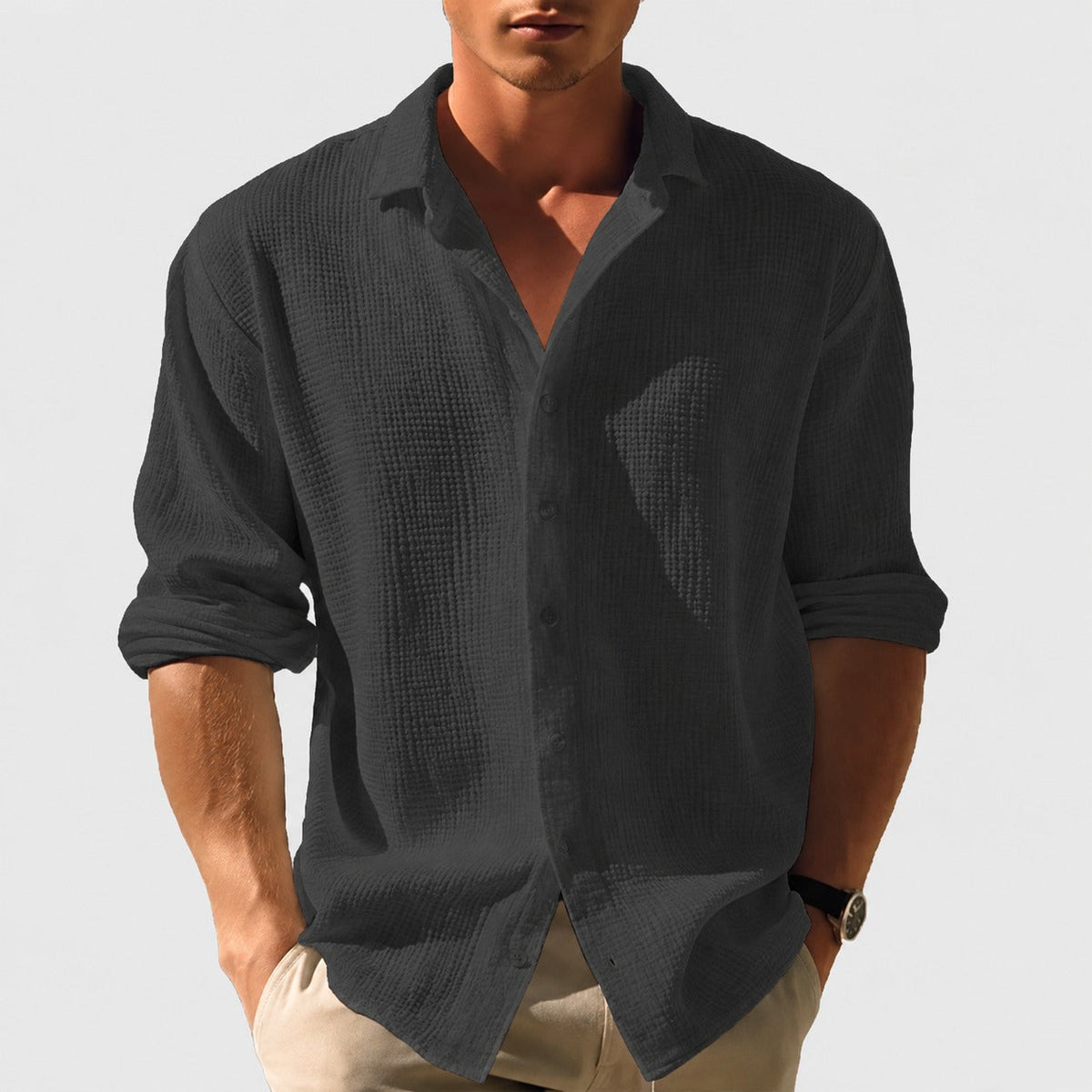 Kelvin - Herren Button-Up Sommerhemd Lässig Leicht