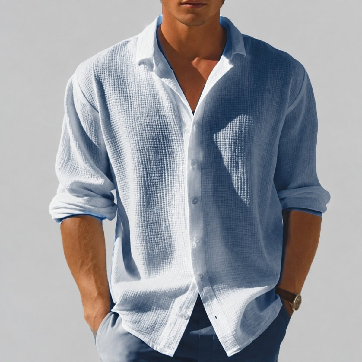 Kelvin - Herren Button-Up Sommerhemd Lässig Leicht