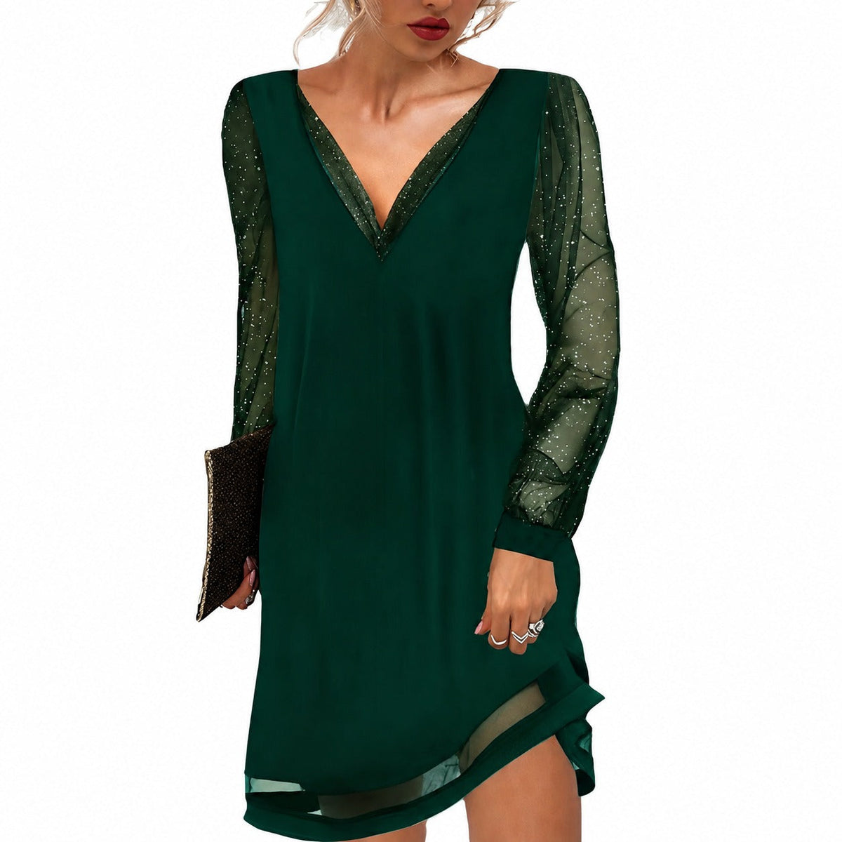Annalee – Stilvolles Kleid mit transparenten Ärmeln für Damen