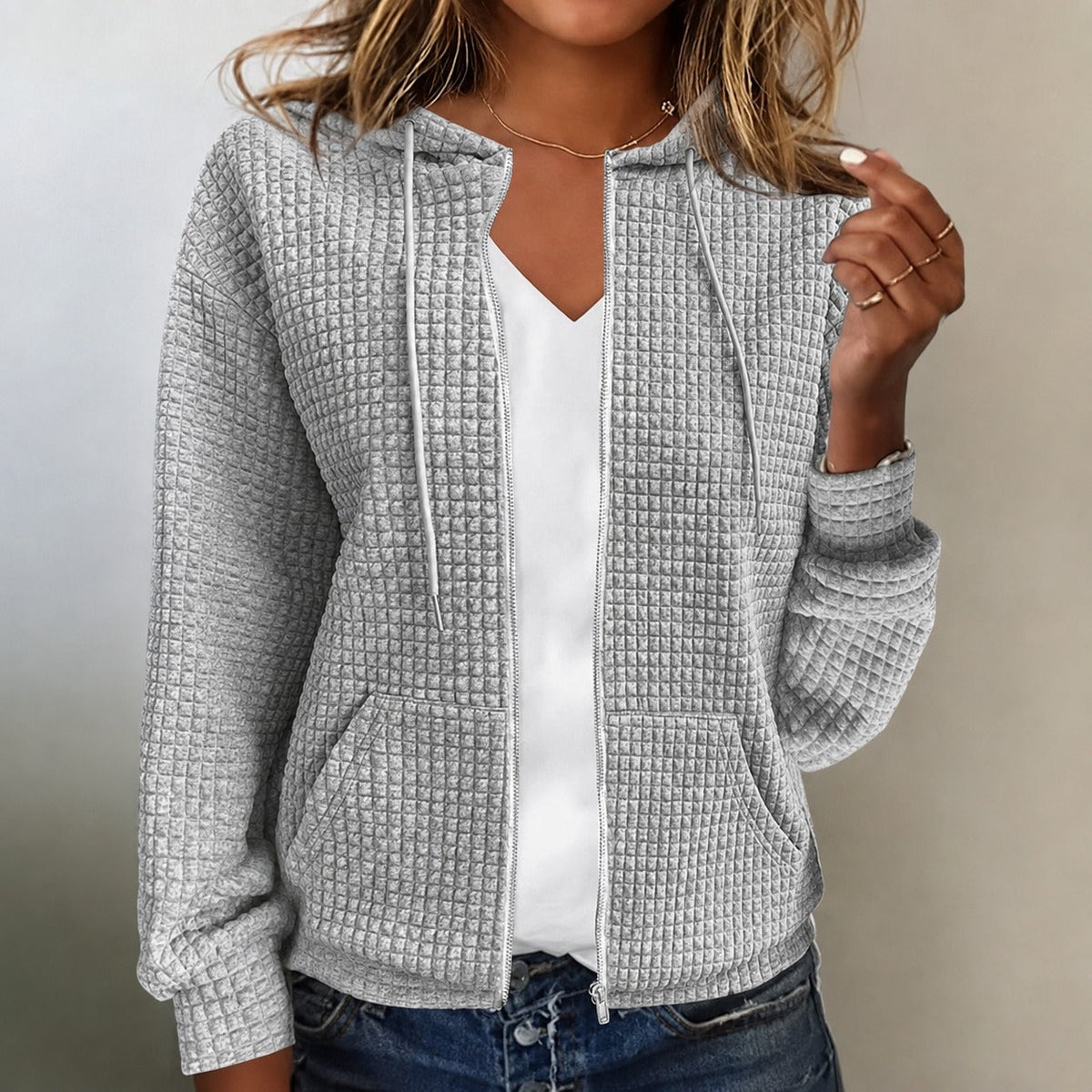 Kristel - Sweatjacke mit Wabenmuster