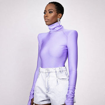 Ellery - Damen-Bodysuit mit Rollkragen und Schulterdetails