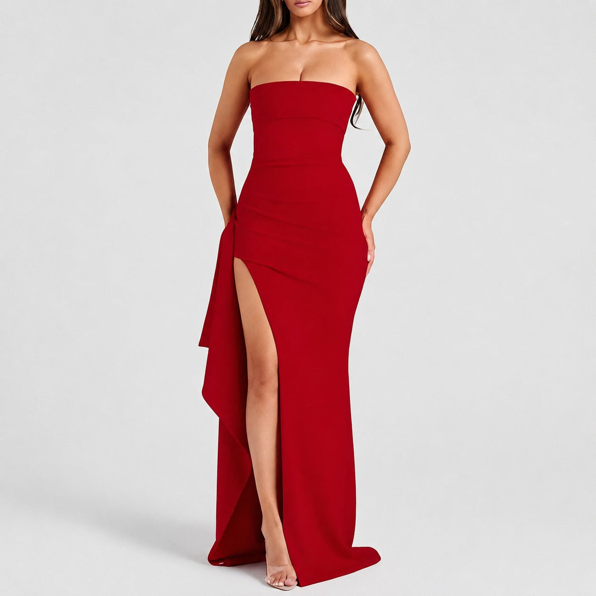 Aubree - Modisches Kleid mit Rückenausschnitt und Schlitz für Damen