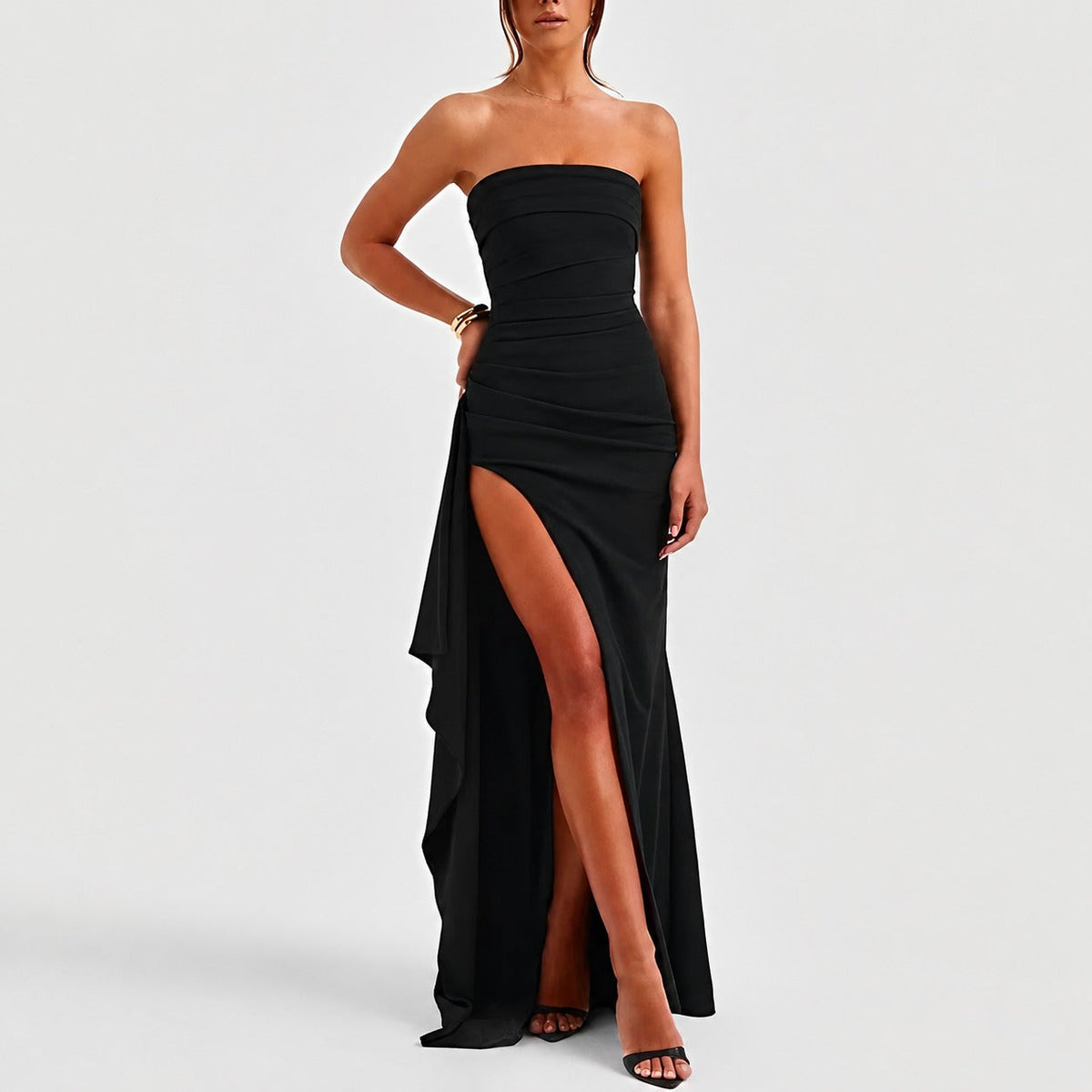 Aubree - Modisches Kleid mit Rückenausschnitt und Schlitz für Damen