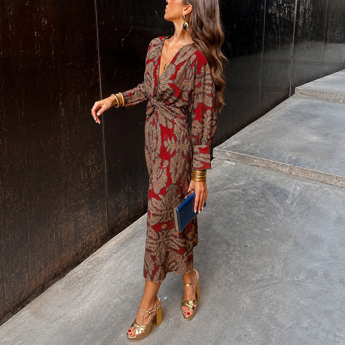 Grace - Elegantes Kleid mit Blumendruck und Schleife