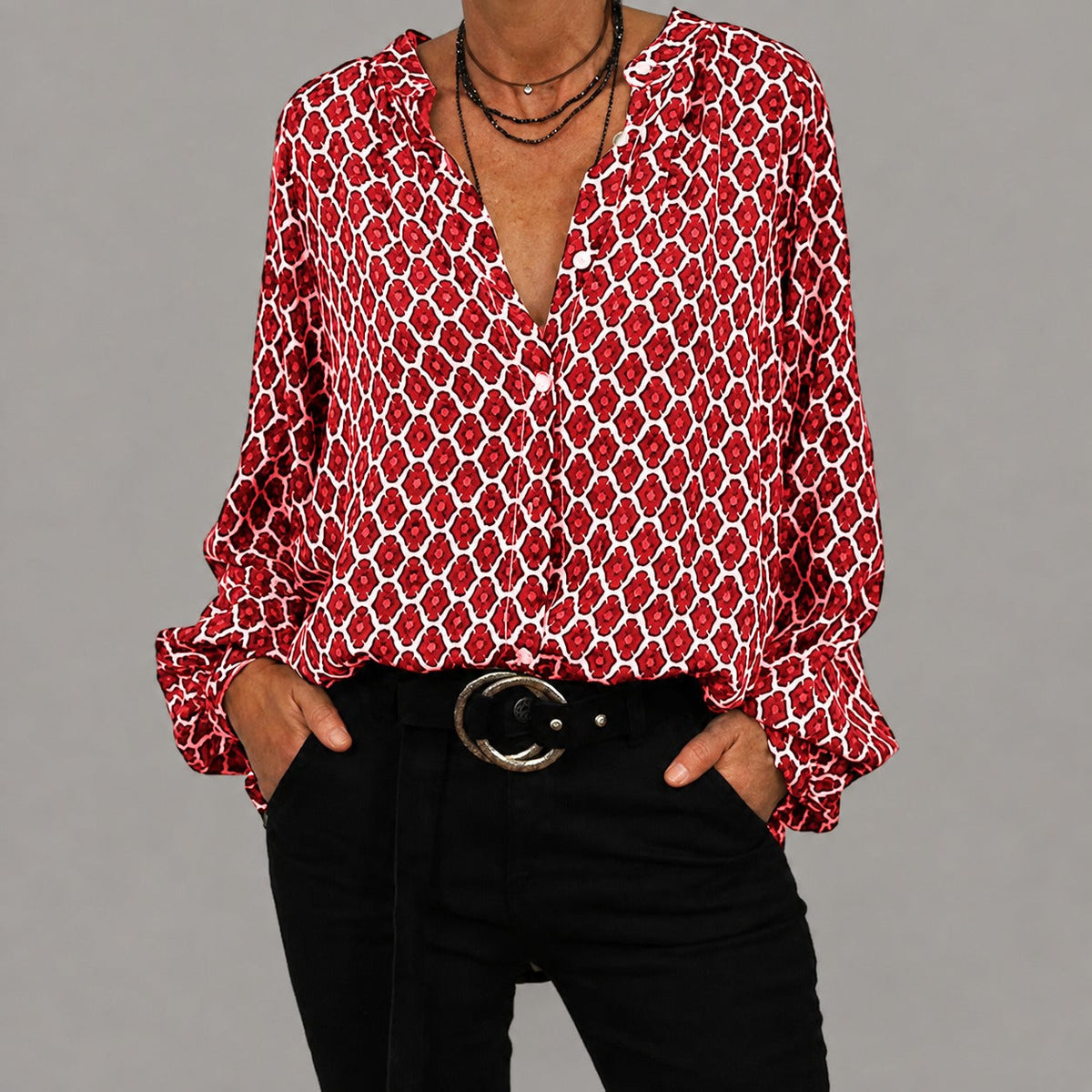 Murphy - Locker geschnittene, legere Bluse mit V-Ausschnitt