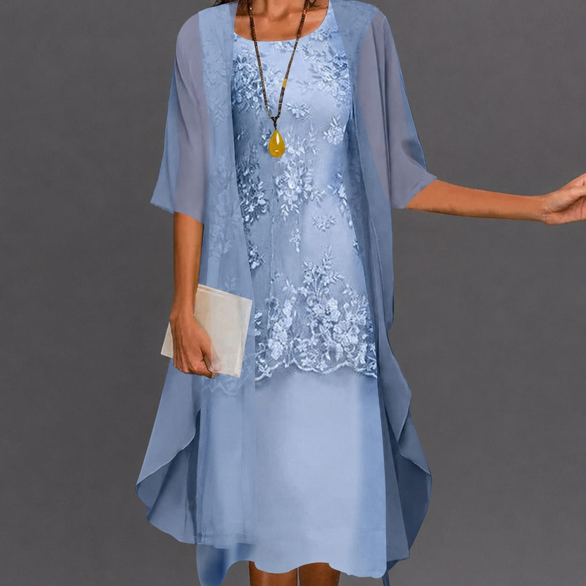 Damenkleid – Elegantes, fließendes knielanges Kleid für Urlaub, Geschenke und den Alltag