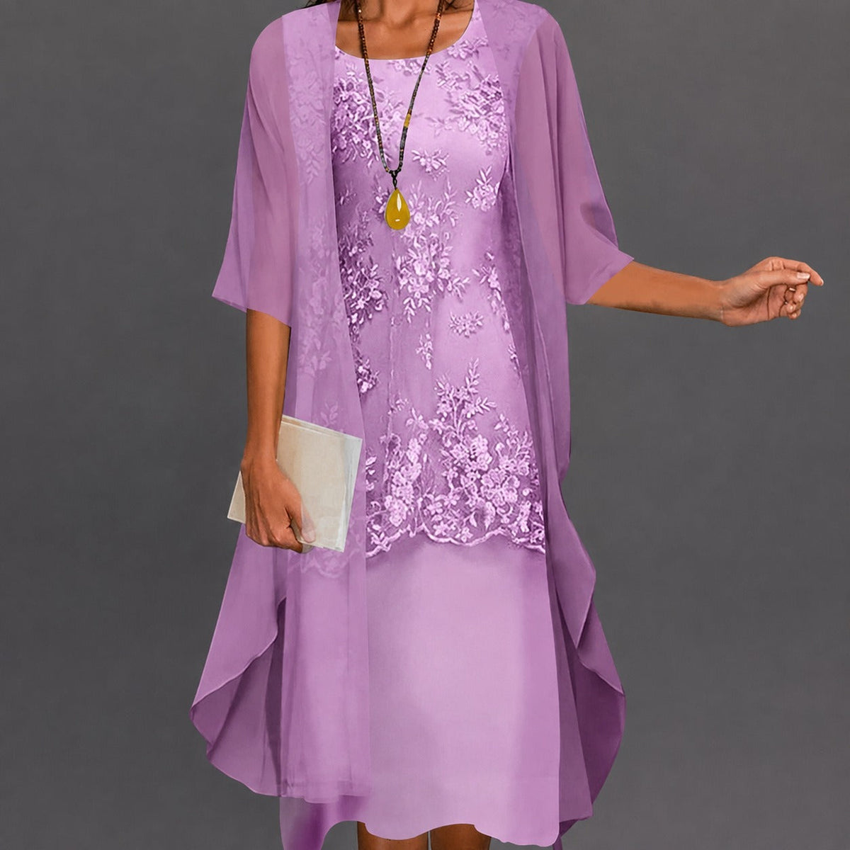 Damenkleid – Elegantes, fließendes knielanges Kleid für Urlaub, Geschenke und den Alltag
