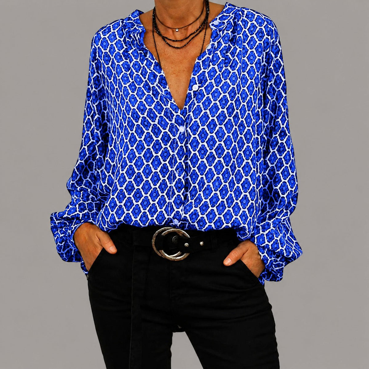Murphy - Locker geschnittene, legere Bluse mit V-Ausschnitt
