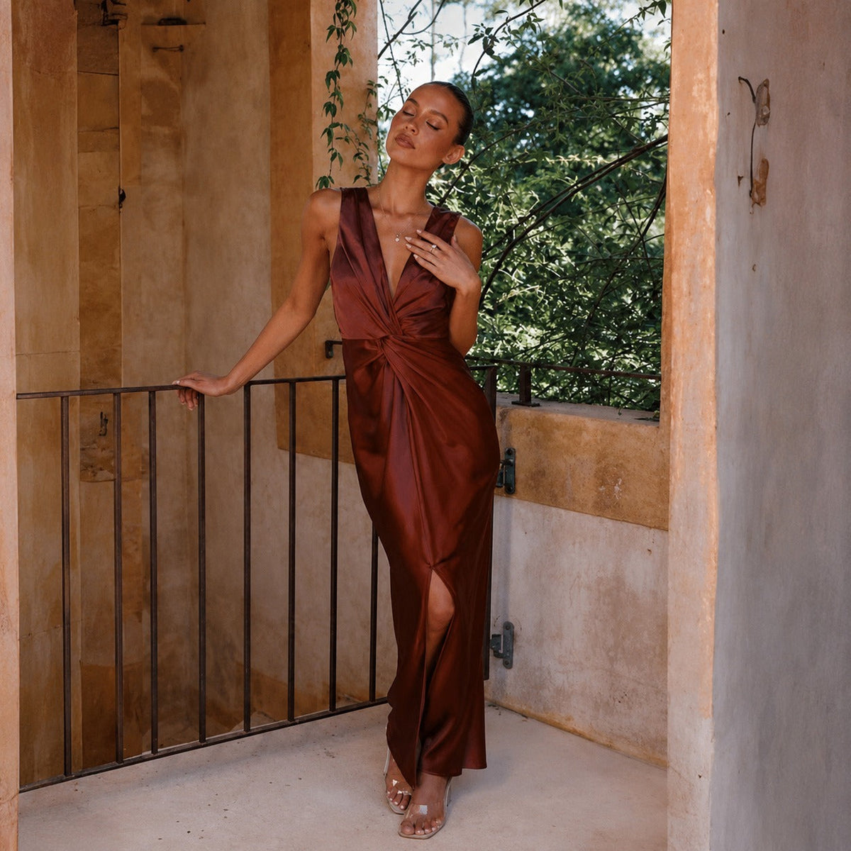 Elaine - Elegantes Abendkleid ärmellos mit offenem Rücken