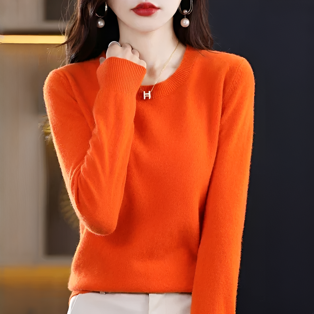 Shynna - Eleganter und weicher Rundhals-Pullover