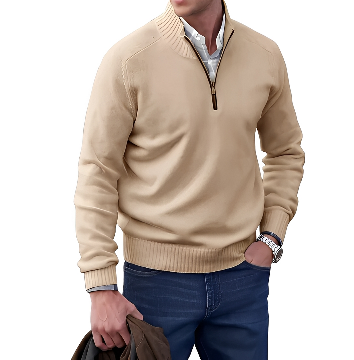 Gabriel - Kuscheliger und bequemer Pullover mit Reißverschlusskragen