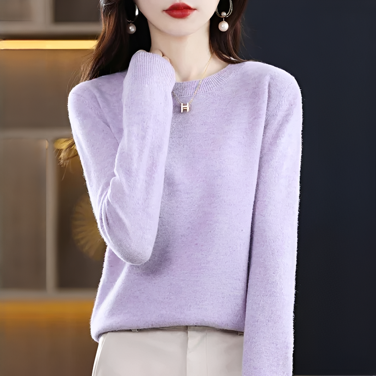 Shynna - Eleganter und weicher Rundhals-Pullover
